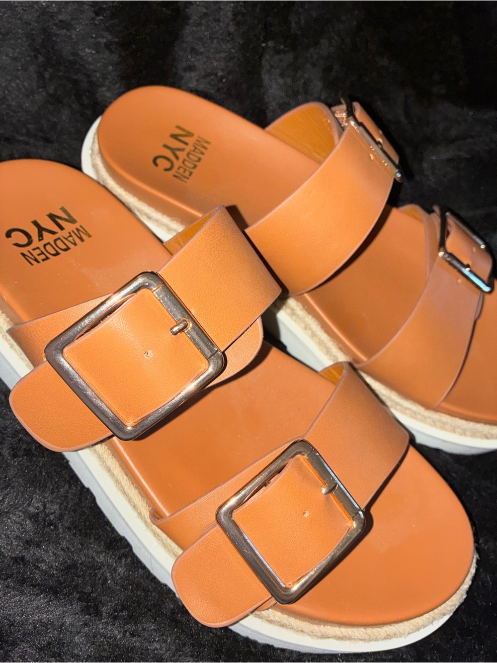 Madden NYC Double Buckle Slide Sandals - Cognac - Picture 5 of 5